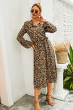 Vestido casual estampado de leopardo marrón