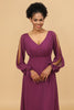Cargar imagen en el visor de la galería, Púrpura Mangas Largas Vestido de Dama de Honor