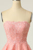 Cargar imagen en el visor de la galería, Blush Strapless Short Prom Dress con Apliques