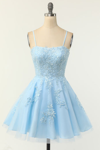 Blush Strapless Short Prom Dress con Apliques