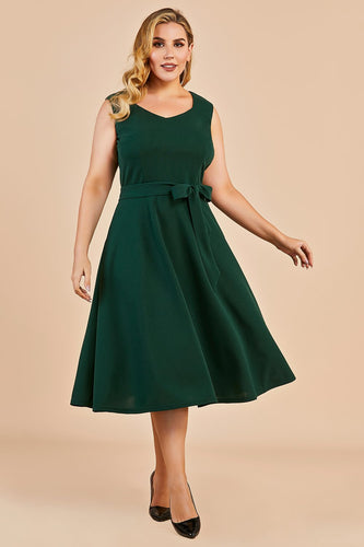 Verde oscuro más tamaño Vintage Swing vestido