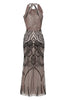 Cargar imagen en el visor de la galería, Negro Marfil 1920s Vestido Largo
