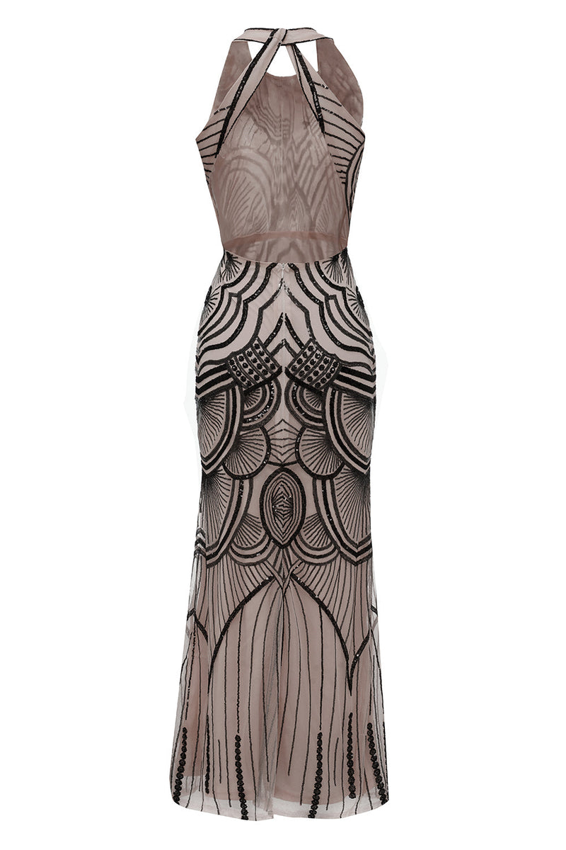 Cargar imagen en el visor de la galería, Negro Marfil 1920s Vestido Largo