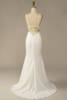 Vestido de novia largo sirena blanca