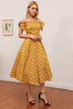 Cargar imagen en el visor de la galería, Amarillo Polka Puntos Vintage Vestido
