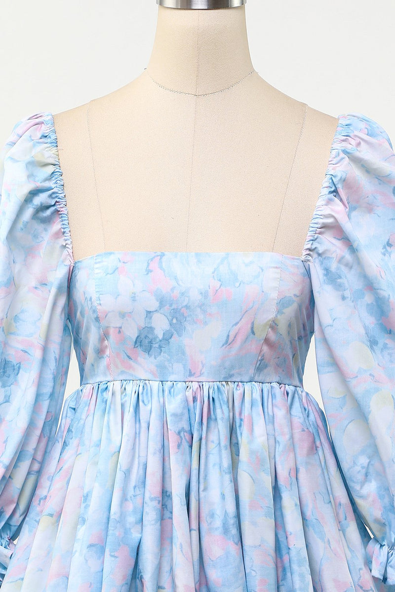 Cargar imagen en el visor de la galería, Vestido de babydoll floral azul