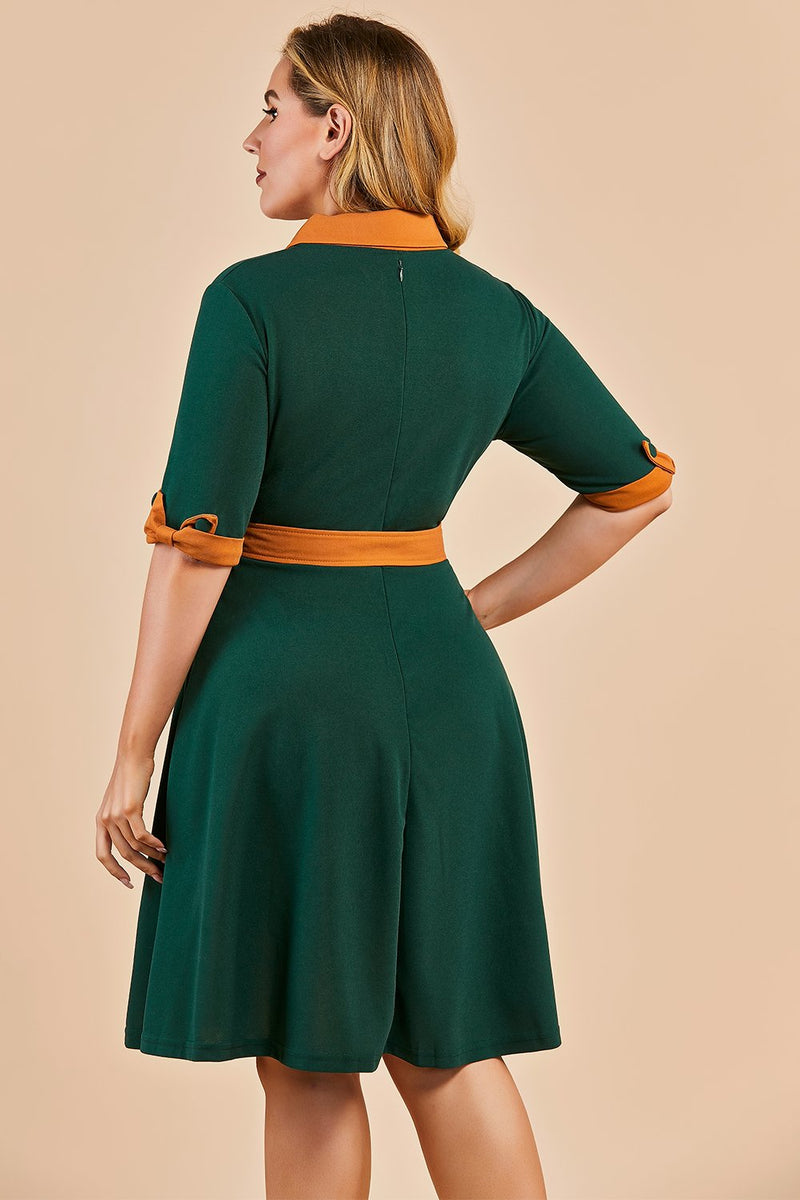 Cargar imagen en el visor de la galería, Verde V cuello Swing vestido de fiesta