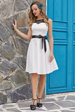 Blanco Vintage 1950s Swing Vestido