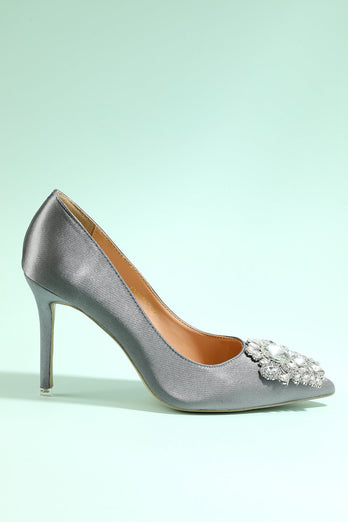 Zapatos de fiesta de pedrería gris