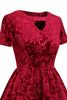 Cargar imagen en el visor de la galería, Borgoña Manga Corta Velvet Party Dress