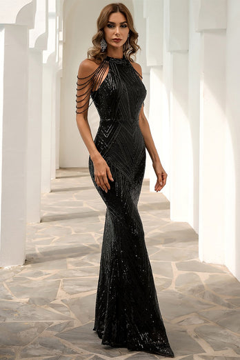 Negro Vestido de Fiesta Sirena Lentejuelas
