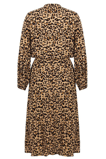 Vestido casual estampado de leopardo marrón