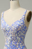 Cargar imagen en el visor de la galería, Sirena Cuello em V Azul Claro Vestido de Graduación con Apliques