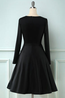 A Cuadros 1950s Vestido con Mangas Largas