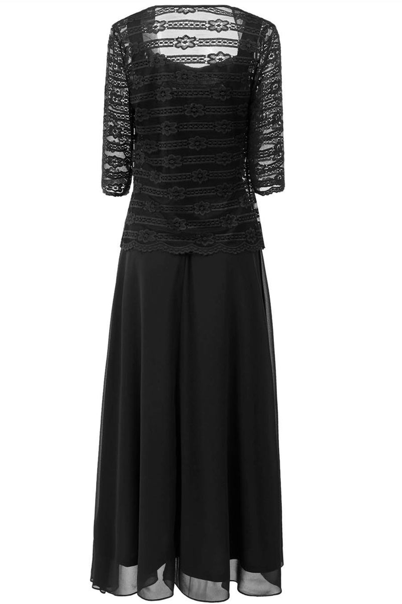 Cargar imagen en el visor de la galería, Vestido de madre de encaje de gasa larga