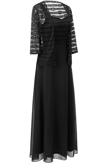 Vestido de madre de encaje de gasa larga