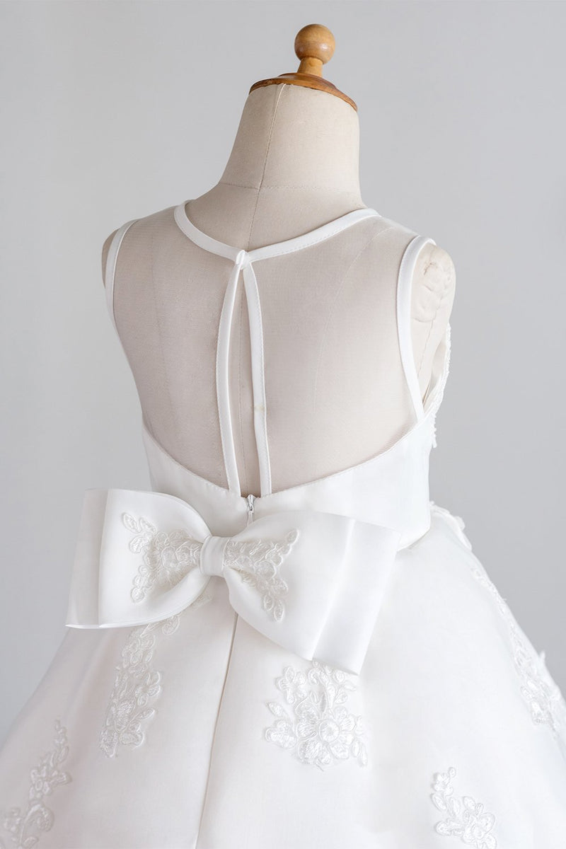 Cargar imagen en el visor de la galería, Vestido de niña de flores blancas con encaje