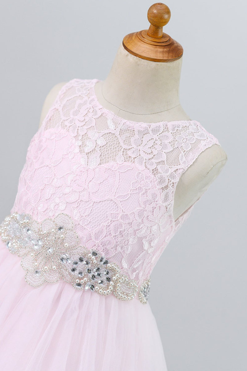 Cargar imagen en el visor de la galería, Vestido de encaje de flores rosas con cuentas