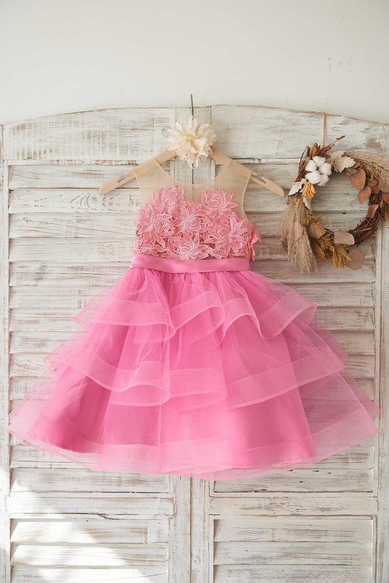 Cargar imagen en el visor de la galería, Vestido fuchsia Tulle Flower Girl