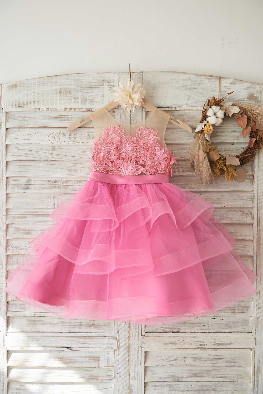 Vestido fuchsia Tulle Flower Girl