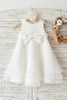 Cargar imagen en el visor de la galería, Jewel White Flower Girl Vestido con Bowknot