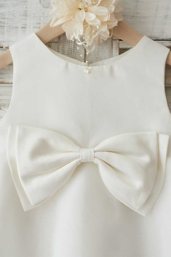 Jewel White Flower Girl Vestido con Bowknot