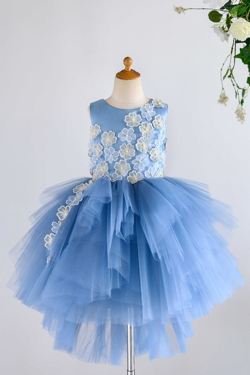 Cargar imagen en el visor de la galería, Jewel Pink Tulle Flower Girl Dress con Apliques