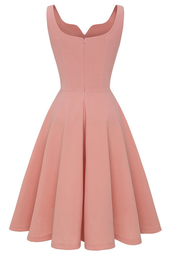 Vestido de swing vintage sólido y rubor