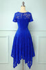 Cargar imagen en el visor de la galería, Asymmetical Royal Blue Lace Dress