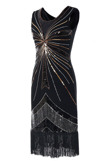 Vestido flapper negro de los años 20