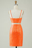 Cargar imagen en el visor de la galería, Vestido ajustado de lentejuelas naranjas de dos piezas