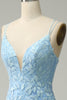 Cargar imagen en el visor de la galería, Tirantes de Espagueti Sirena Azul Vestido de Graduación