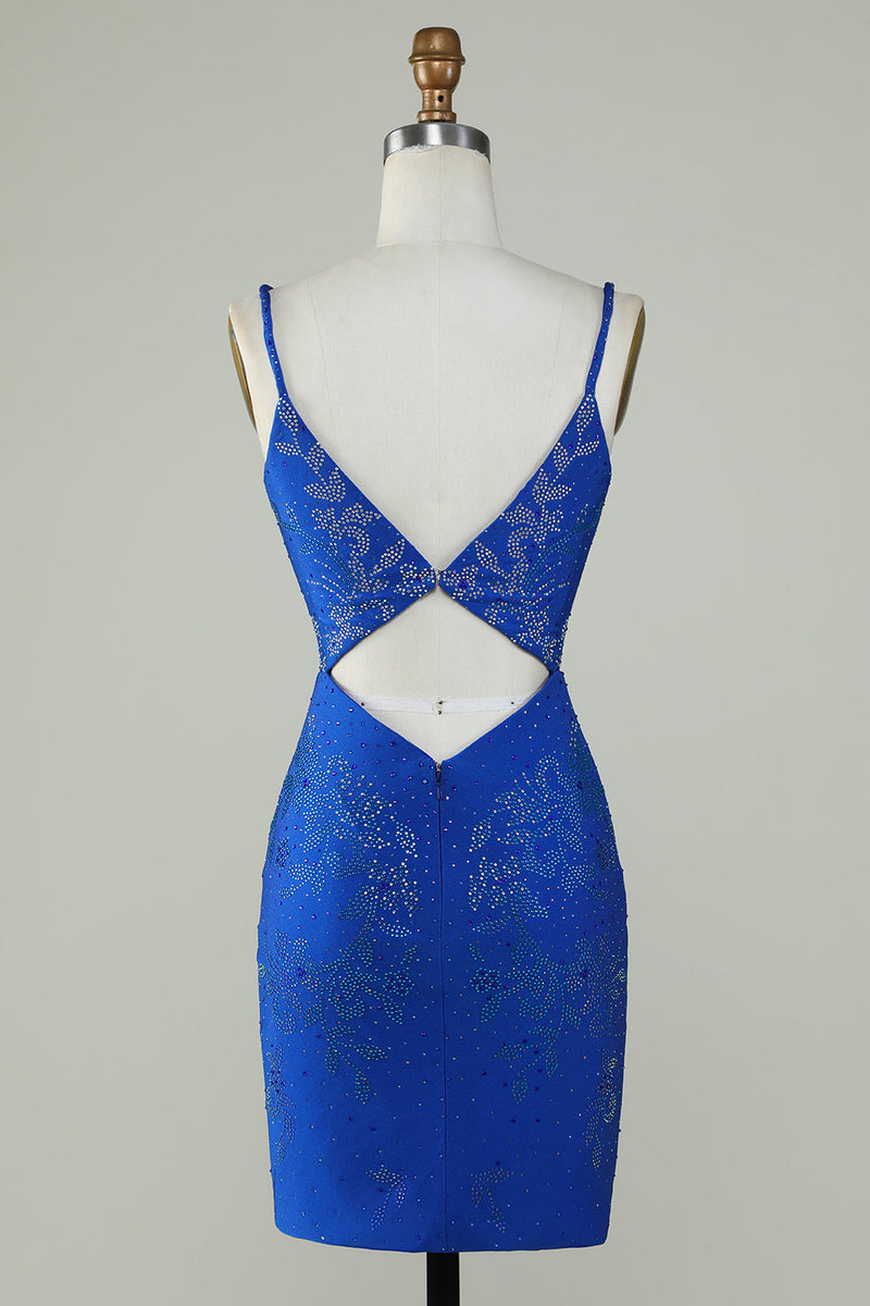 Cargar imagen en el visor de la galería, Azul Real Tirantes de Espagueti Vestido de Cóctel