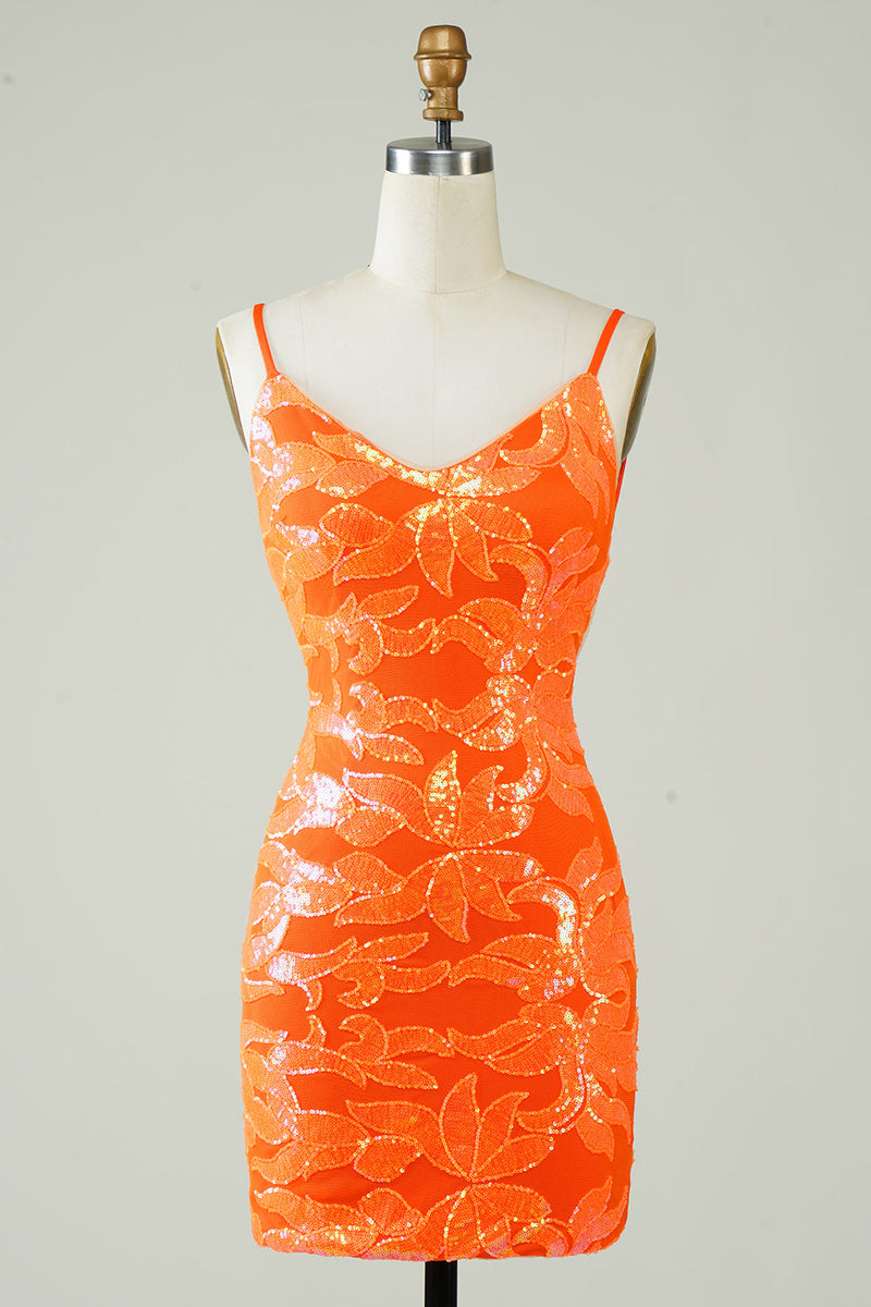 Cargar imagen en el visor de la galería, Naranja Vestido de Cóctel Sin Espalda