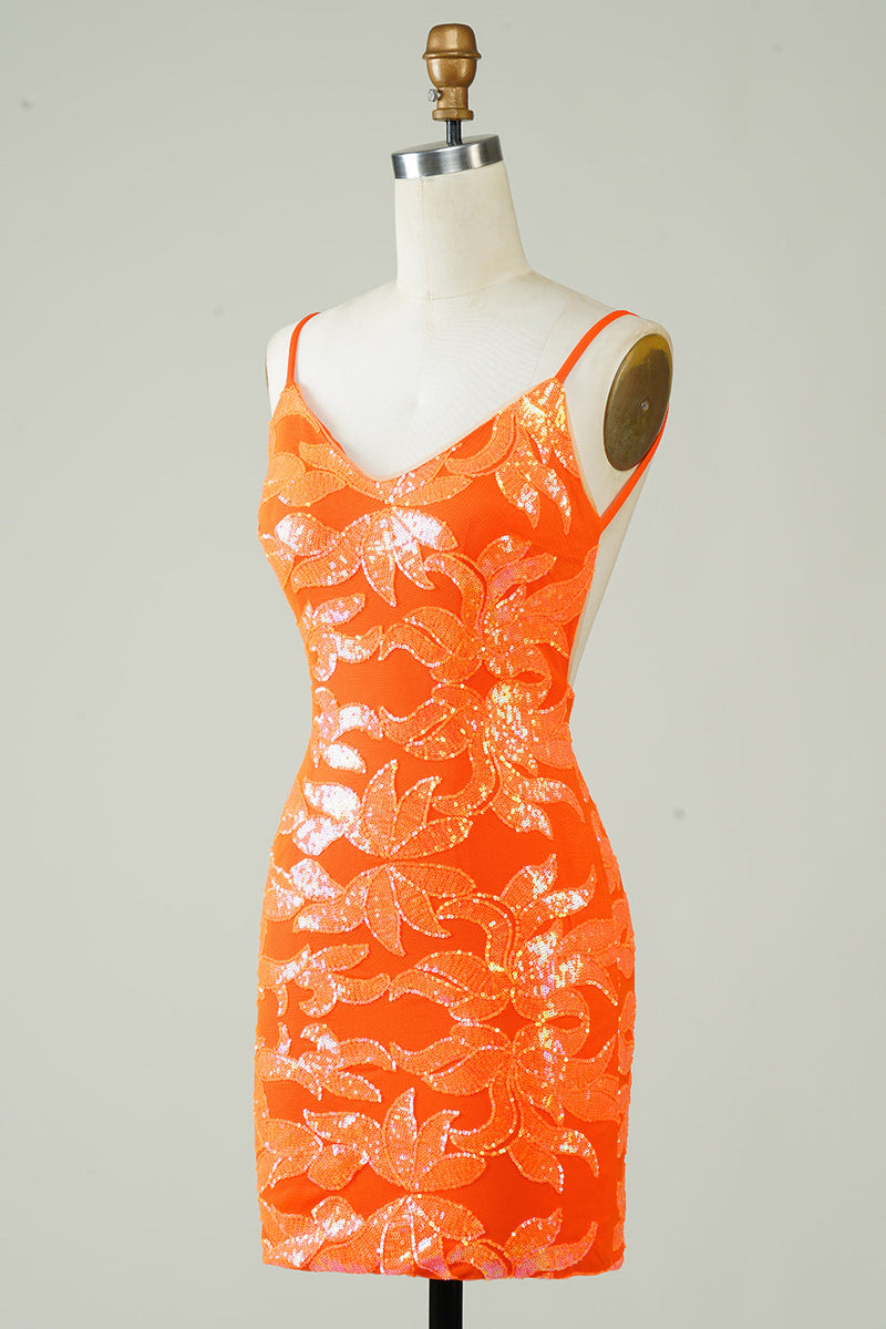 Cargar imagen en el visor de la galería, Naranja Vestido de Cóctel Sin Espalda