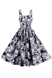 Blanco Halloween Escote Cuadrado Vintage Dress