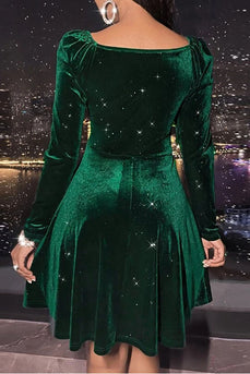 Vestido de Navidad de Terciopelo Verde Cuello en V