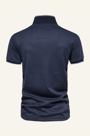 Clásico Azul Marino Fit Mangas Cortas Camisa Polo