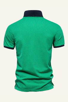 Verde Regular Fit Lunares Camisa Polo