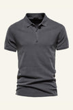 Gris Verde Regular Fit Mangas Cortas Camisa Polo