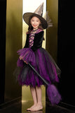 Brillante Negro y Púrpura Tul Vestido de Chica de Halloween