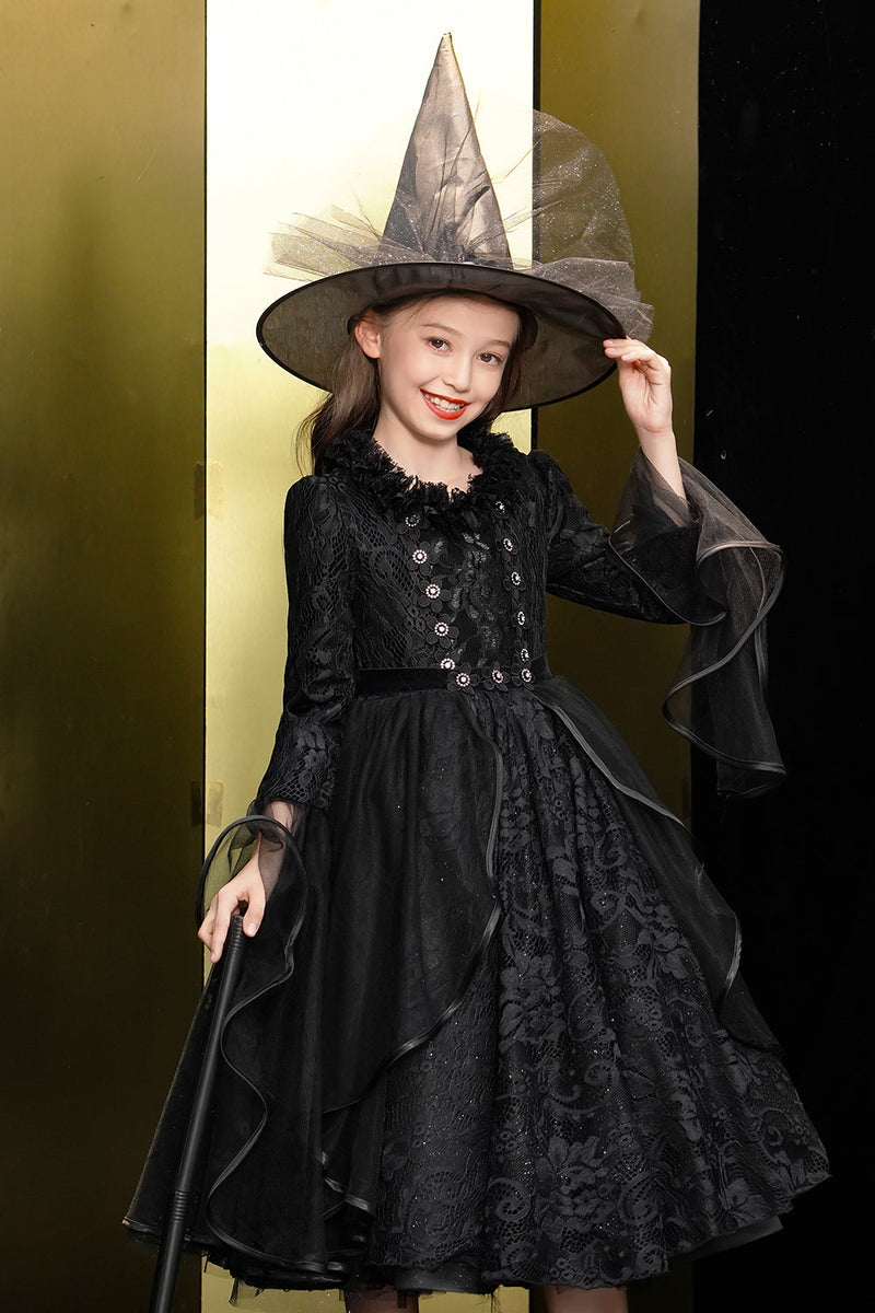 Cargar imagen en el visor de la galería, Vestido de chica de Halloween de encaje negro