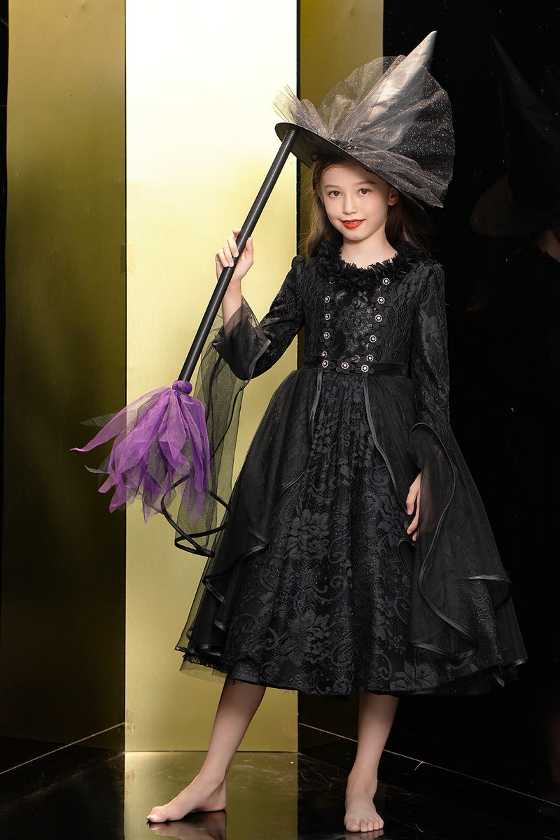Cargar imagen en el visor de la galería, Vestido de chica de Halloween de encaje negro