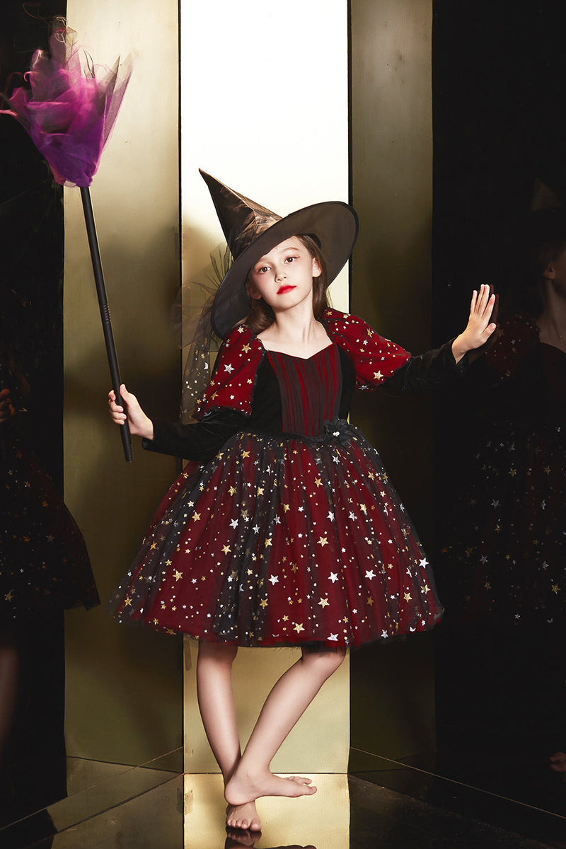 Cargar imagen en el visor de la galería, Brillante vestido rojo de Halloween Chica con estrella