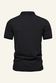 Camisa Polo Casual Mangas Cortas Algodón Negro