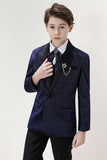 Azul Marino Slim Fit Traje de Niño Formal 3 Piezas