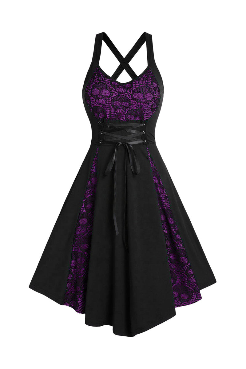 Cargar imagen en el visor de la galería, Calavera Halloween Encaje Vintage Dress