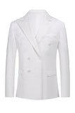 Jacquard blanco de doble pecho 2 piezas trajes de hombre