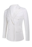 Jacquard blanco de doble pecho 2 piezas trajes de hombre