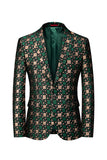 Silm Fit Solapa con muescas Pequeño Cuadrado Verde Blazer de Fiesta para Hombre